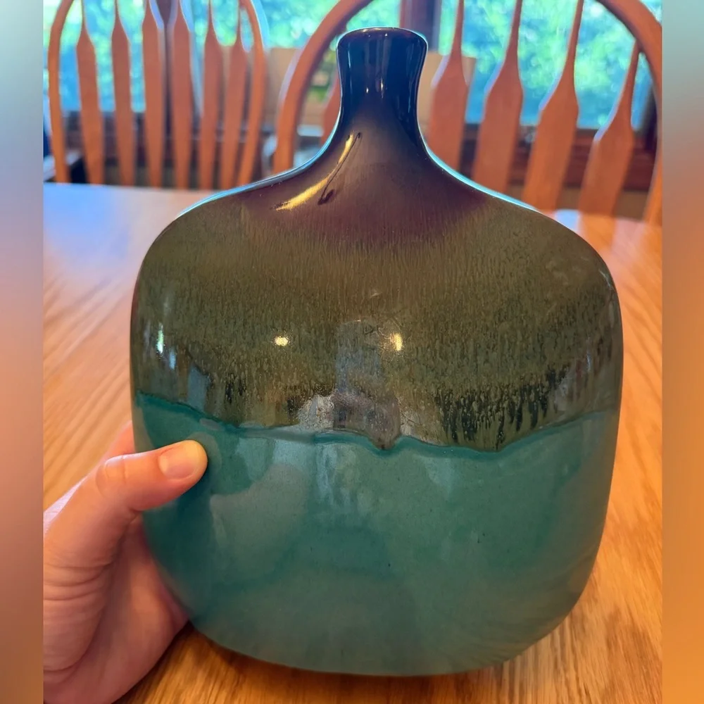 Turquoise and Brown Ceramic Vase